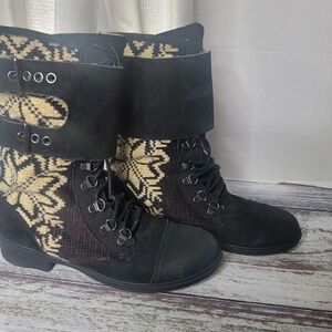 𝅺KELSI Dagger Ilya Snowflake Boots Black  Sz 7.5